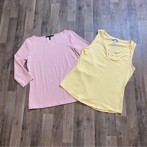 2 White House Black Market Tops Women’s Size Medium Pink Yellow